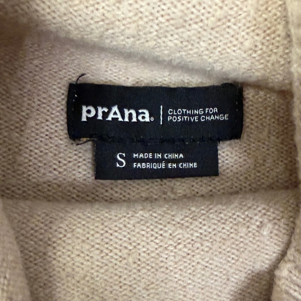 Prana Womens Organic Cotton Blend Cowl Neck Geometric Sweater Beige Rust 1967641 - Picture 2 of 5